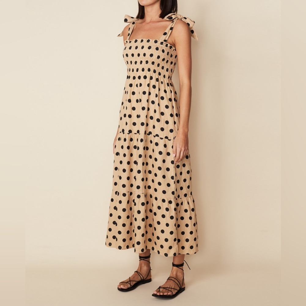 Faithfull the Brand rianne midi dress biscuit dot size 4